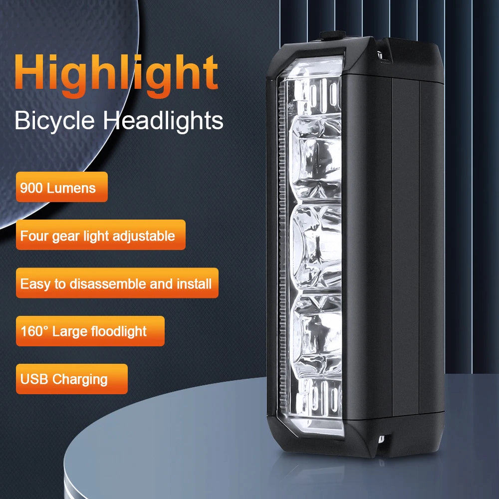 USB Rechargeable Bike Front Light 900 Lumens Night Cycling