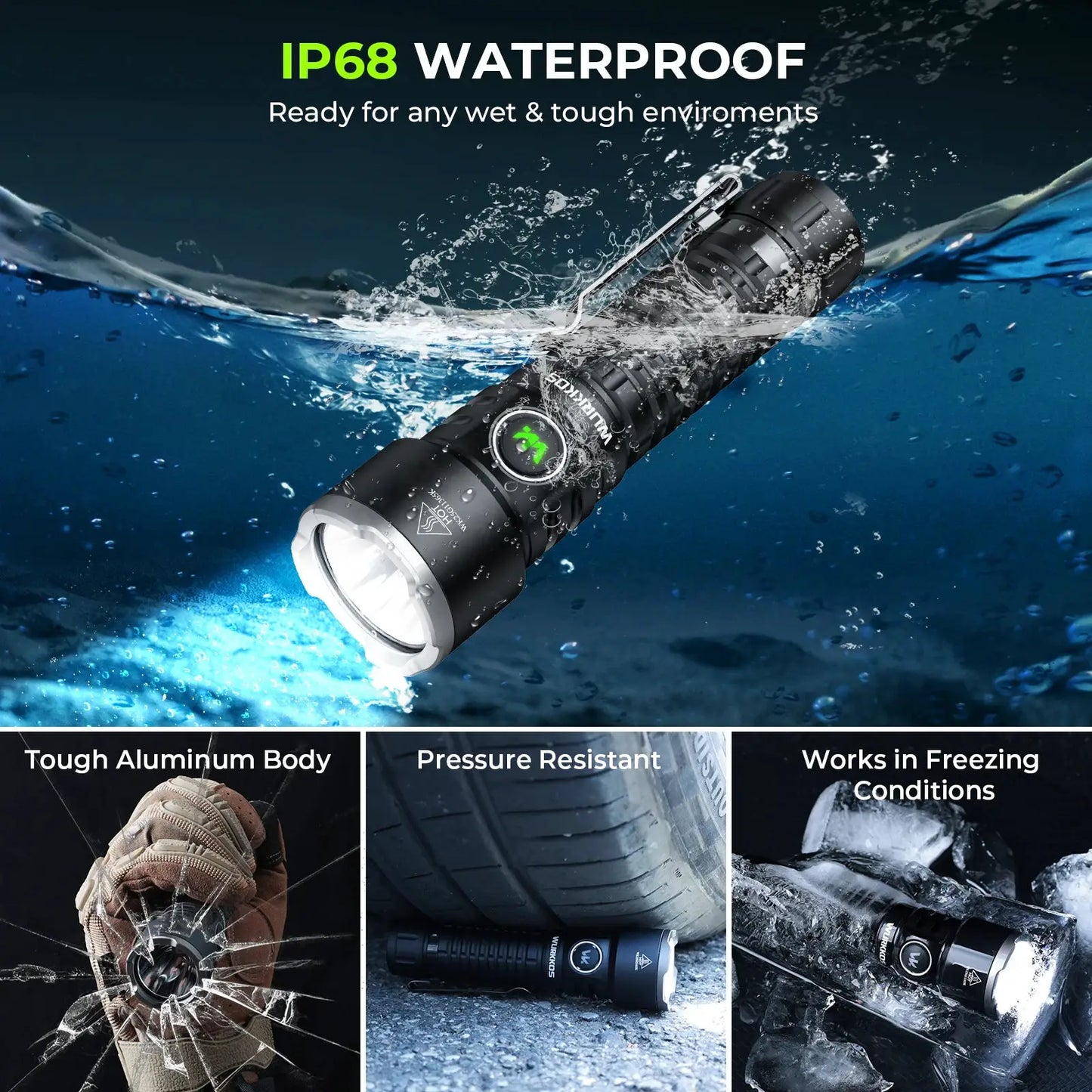 Wurkkos TS28 Tactical Flashlight Magnetic Tail Switch 21700 Rechargeable USB-C Port 3200 Lumens Portable Flashlight by Beastly Survival Outlet
