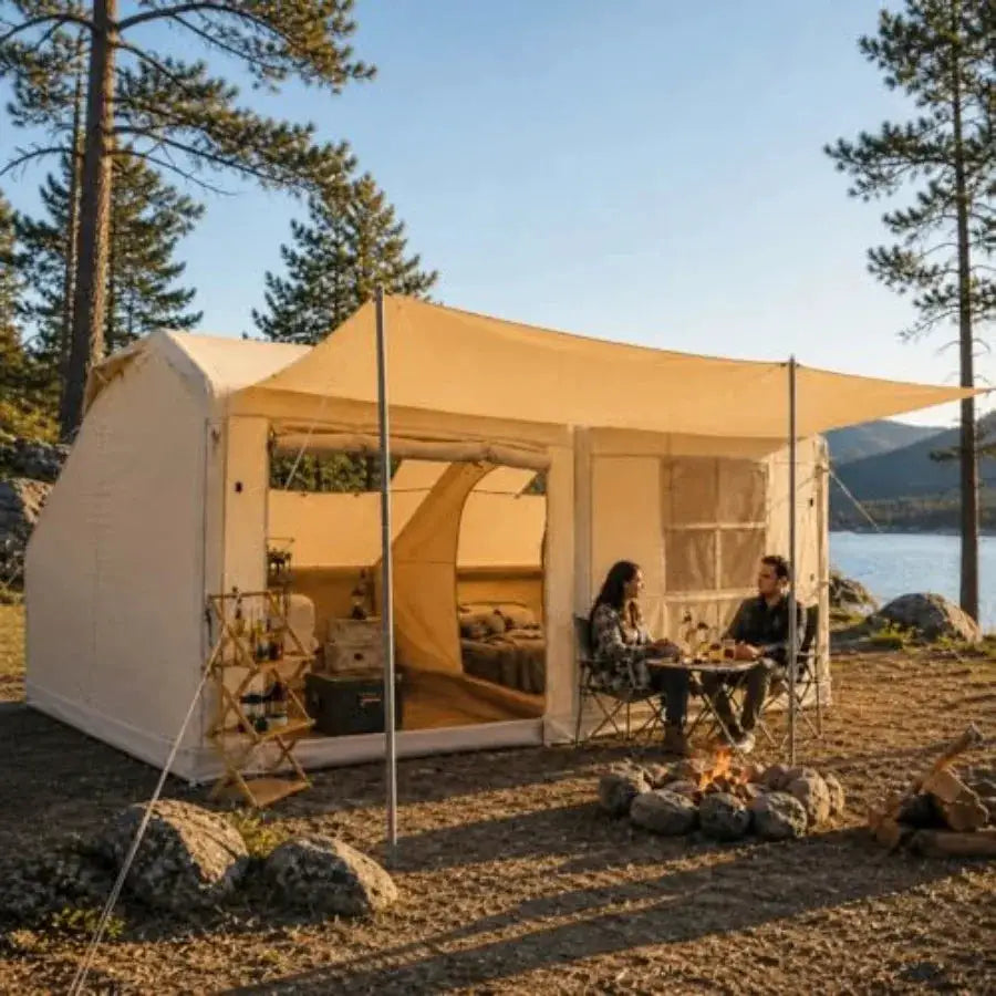 Inflatable Camping Tent, 8-10 Person Large Family Glamping Tent with Pump, Easy Setup Blow Up Tent with Stove Jack, Mesh Windows by Beastly Survival Outlet
