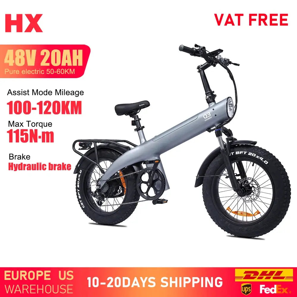 HX Q3 E Bike Electric Bike 48V 20AH Adult E Bike 20Inch Tire Off-Road Fatbike City Electric Bicycle Mountain E Bikes by Beastly Survival Outlet