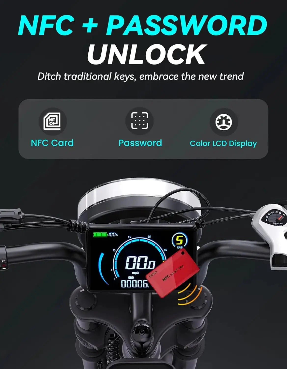 DTTZH Electric Bike for Adults, 2000W Peak 40MPH 48V 25Ah Removable Battery, 20"x4.0" Fat Tire Full Suspension 7-Speed E-Bike, NFC Unlock, UL 2849 Certified, 1 Year Warranty by Beastly Survival Outlet