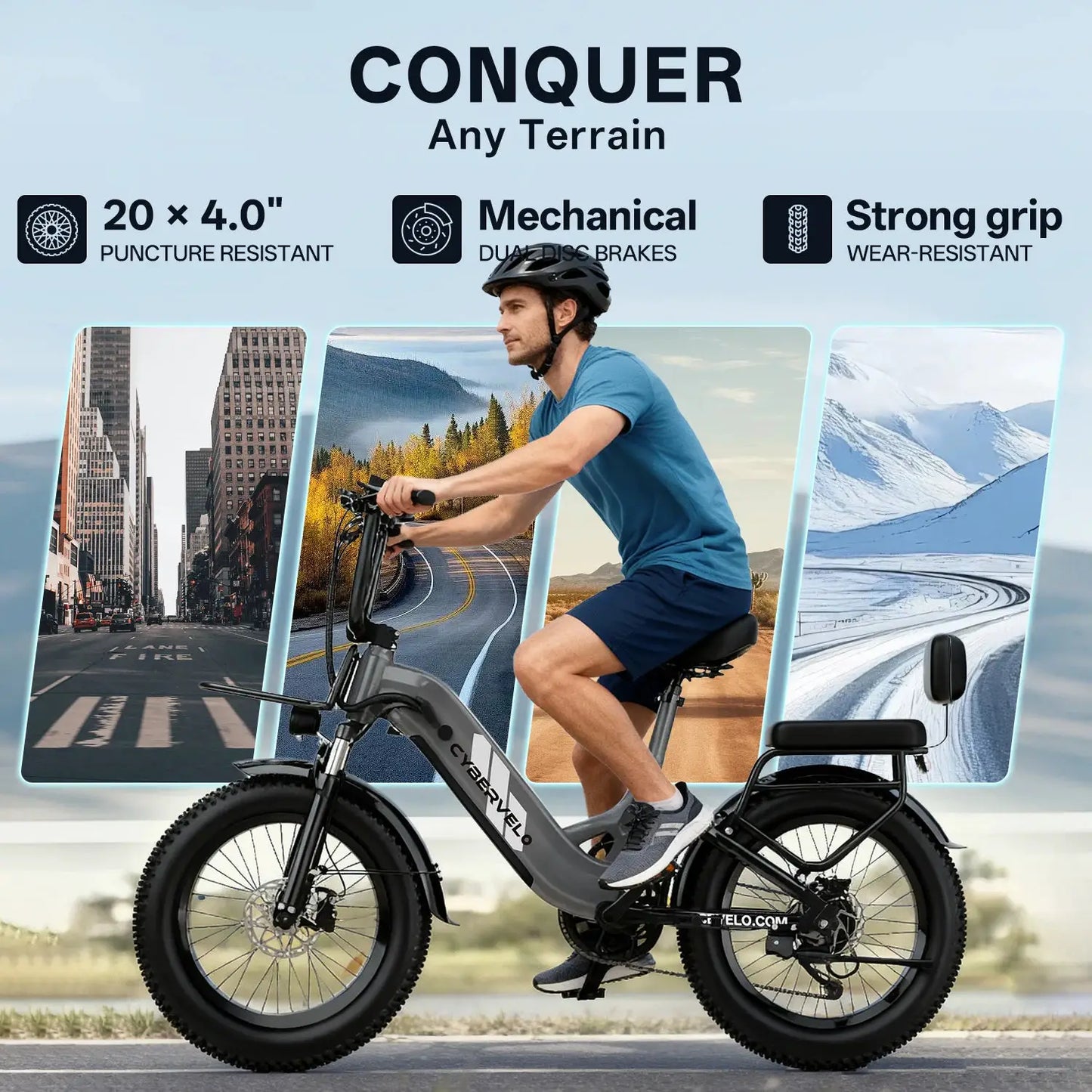 Cybervelo 1000W Peak Step-Thru Electric Bike for Adults 20" Fat Tire 7-Speed Commuter E-Bike Up to 80 Miles Long Range 48V 20Ah Removable Battery EK12 EK8 by Beastly Survival Outlet