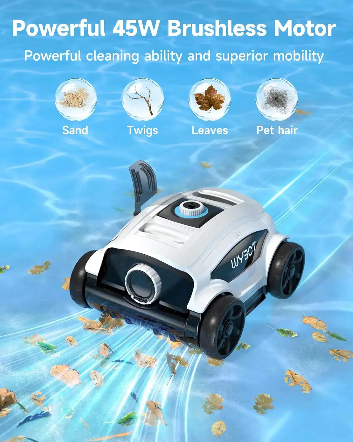 WY1103 Robotic Pool Cleaner, Cordless Pool Robot Vacuum with 50W Strong Suction,130 Mins Runtime, Self-Parking, Ideal, Custom by Beastly Survival Outlet