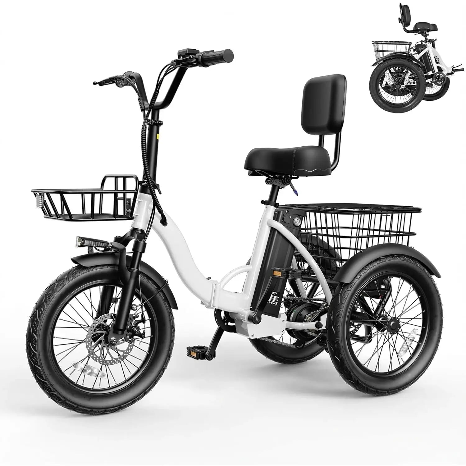 Triker Electric Bike, Peak 750W/1200W Brushless Motor Folding Trike Ebike, 499Wh Removable Battery, Step-Thru 3, Customized by Beastly Survival Outlet
