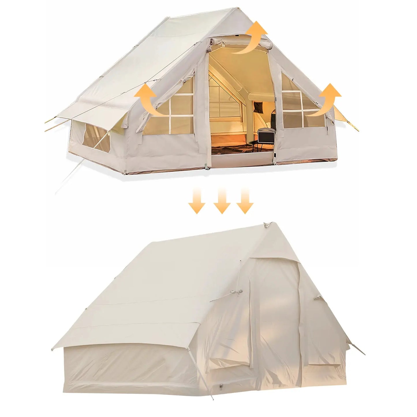 Inflatable Tent with Hand Pump Portable Glamping Tent Breathable Air Family Tunnel Tent Oxford Fabric for 4-6 People by Beastly Survival Outlet