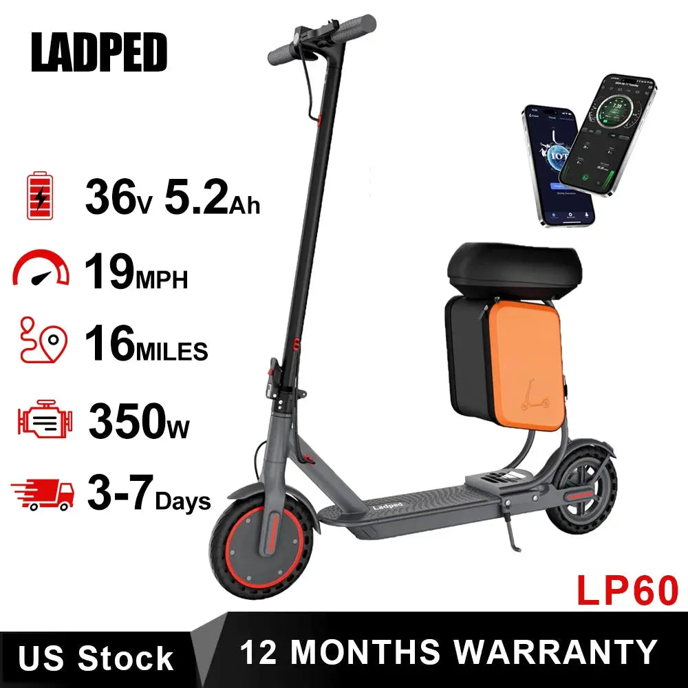 AOVOPRO LADPED LP60 Electric Scooter 350W 19mph Max Speed 8.5inch tire Folding Electric Scooter 16miles Max Range for Adult by Beastly Survival Outlet