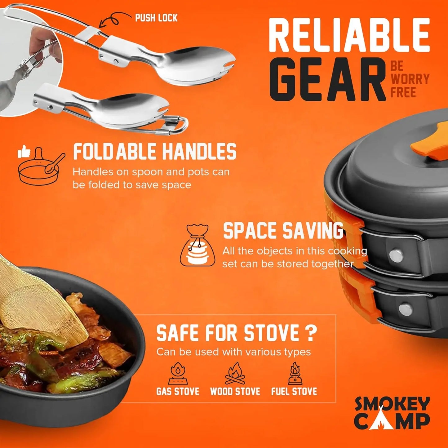 All In One Camping Cookware Mess Kit With Stove And Pots Set