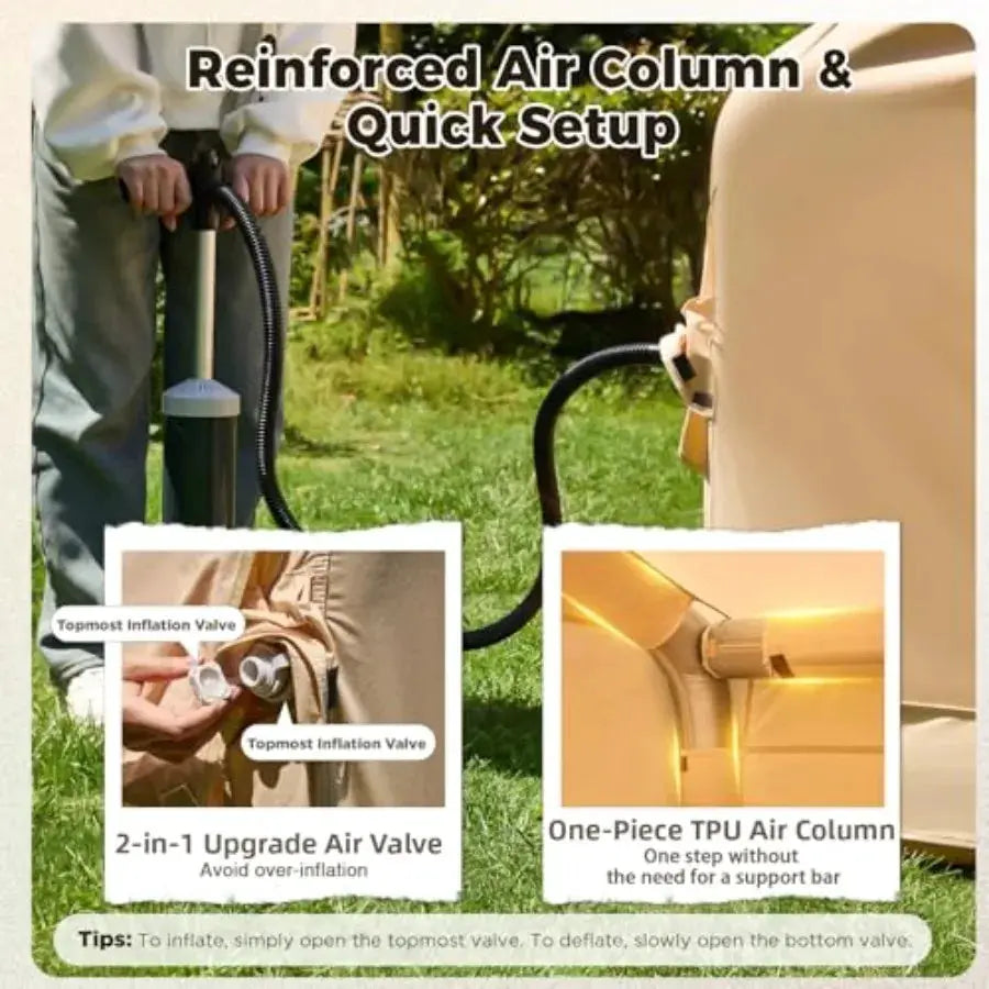 Inflatable Camping Tent, 8-10 Person Large Family Glamping Tent with Pump, Easy Setup Blow Up Tent with Stove Jack, Mesh Windows by Beastly Survival Outlet