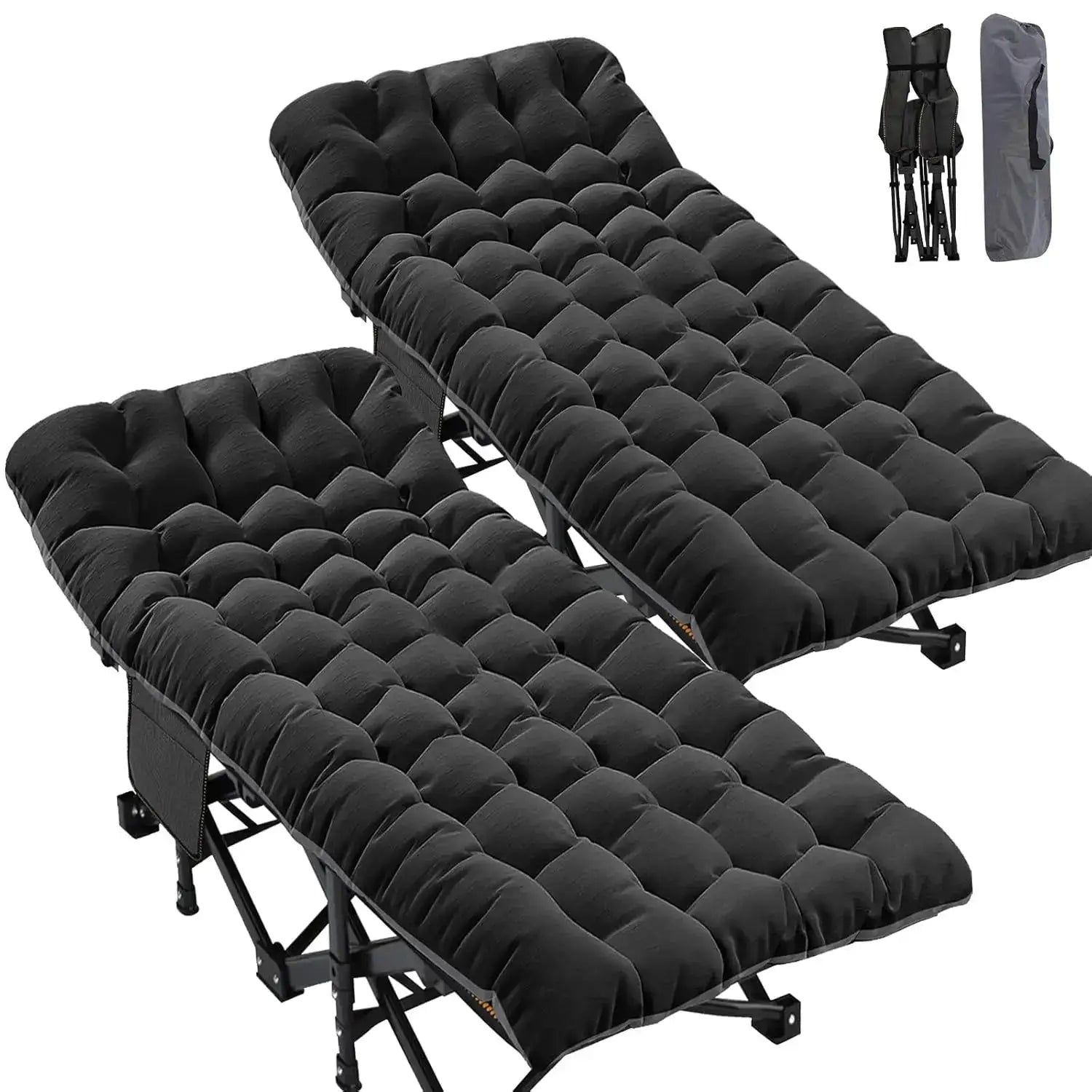 2 Pack XXL Camping Cot For Adults 900 Lbs With Mattress Pad by Beastly Survival Outlet