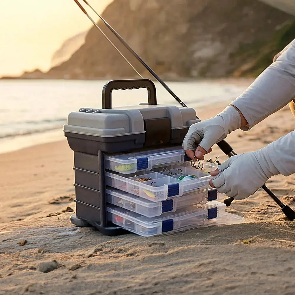 YJ 4-Tier Multi-Functional Fishing Handheld Storage Box Adjustable Dividers Portable Fishing Tackle Lure Tool Box Arts Crafts by Beastly Survival Outlet