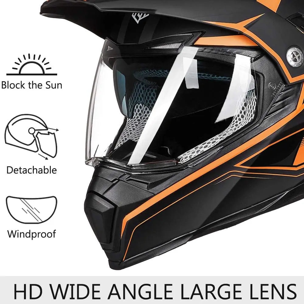 Dual Sport Motorcycle Helmet Full Face Visor DOT 606V