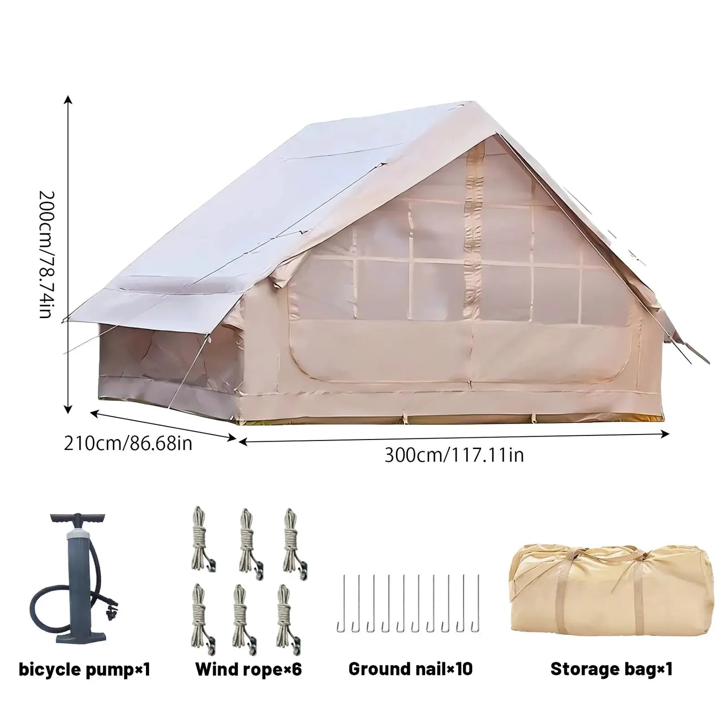 PAKICETUS Inflatable Tent With Skylight, Quick Setup Blow Up Tents With Pump, 4-6 PersonOutdoor Family Luxury Tent by Beastly Survival Outlet