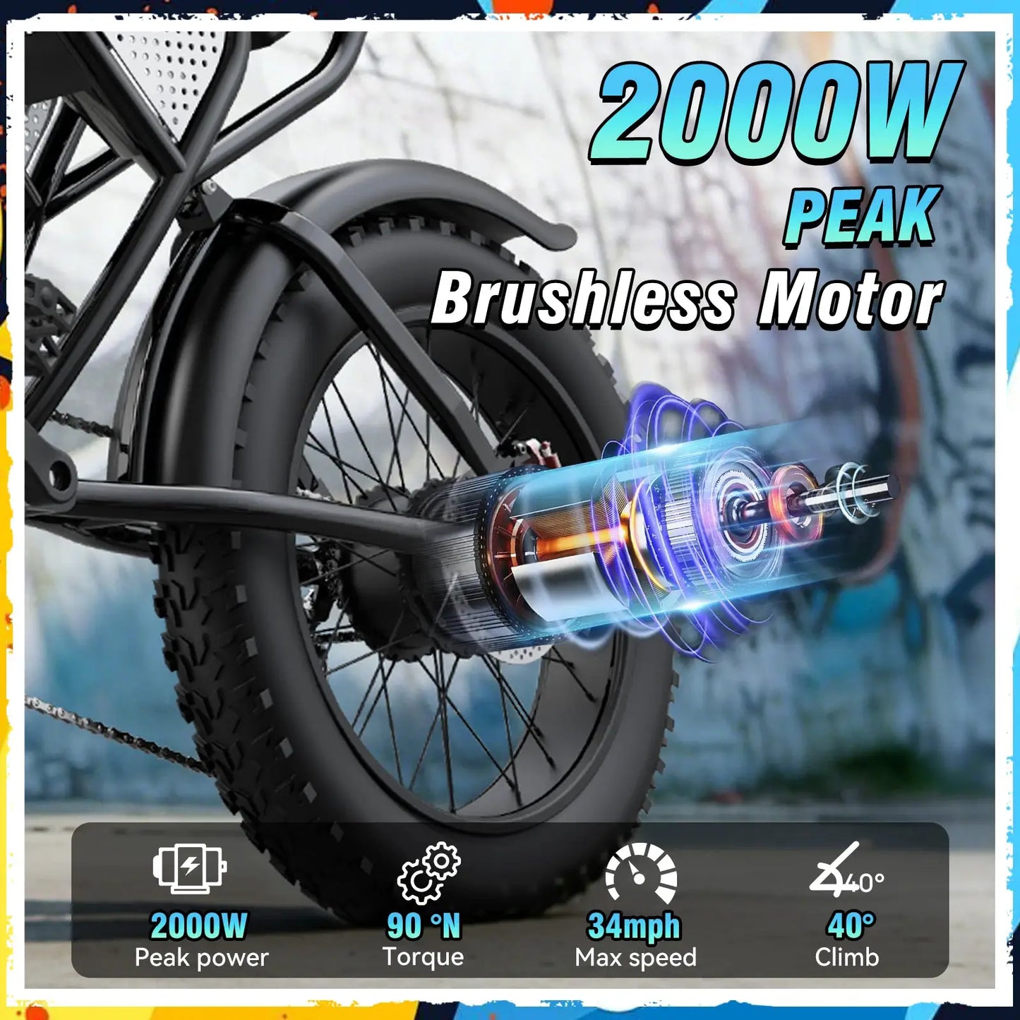 RIDSTAR Q30 Electric Bike for Adults E-Bike 2000W 48V 20AH 20" Fat Tire Electric Dirt Bike Bicycle UL2849 for Mountains Road by Beastly Survival Outlet