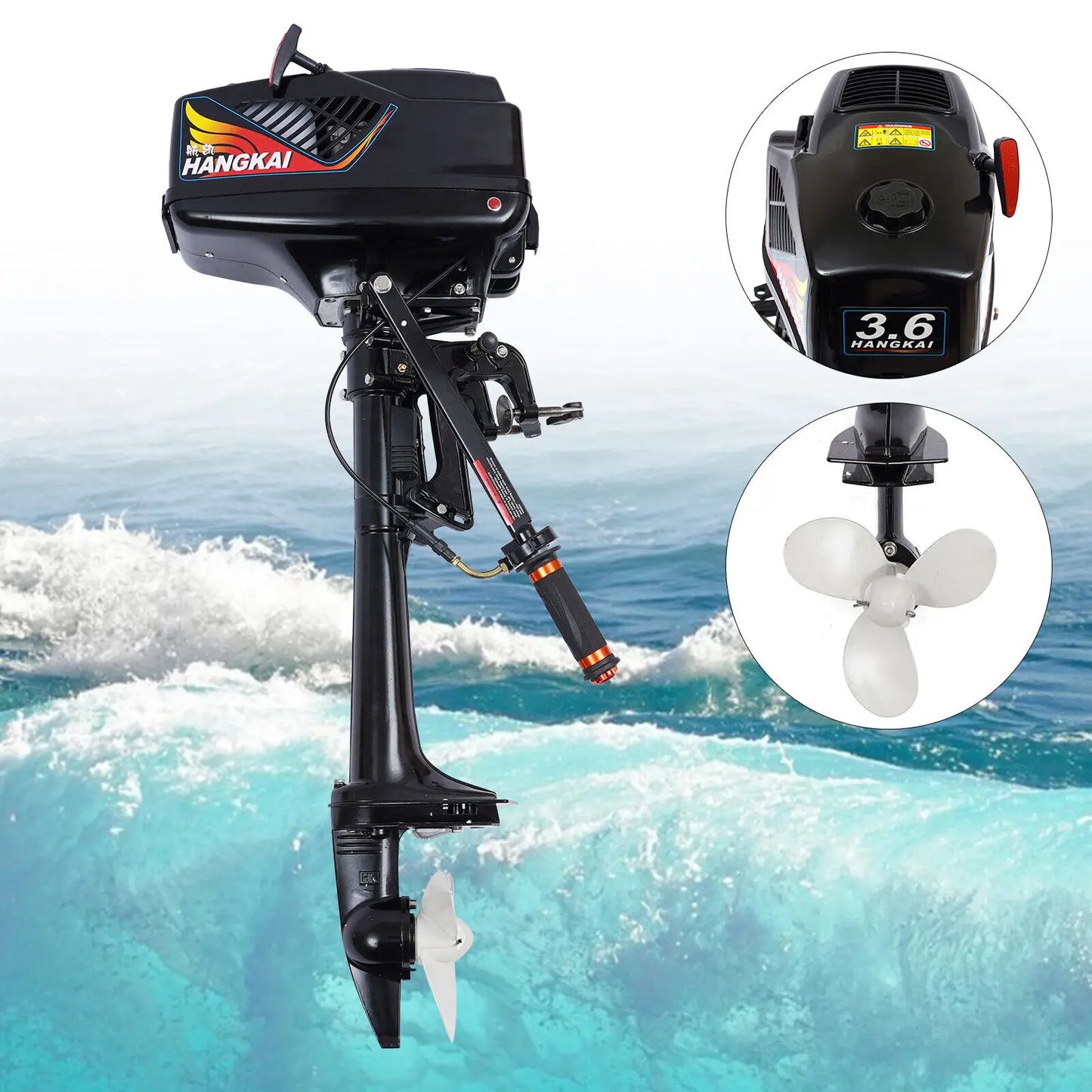 3.6HP 2 Stroke Heavy Duty Outboard Motor Electric Boat Motor Boat Engine CDI Ignition & Water Cooling System Short Shaft by Beastly Survival Outlet