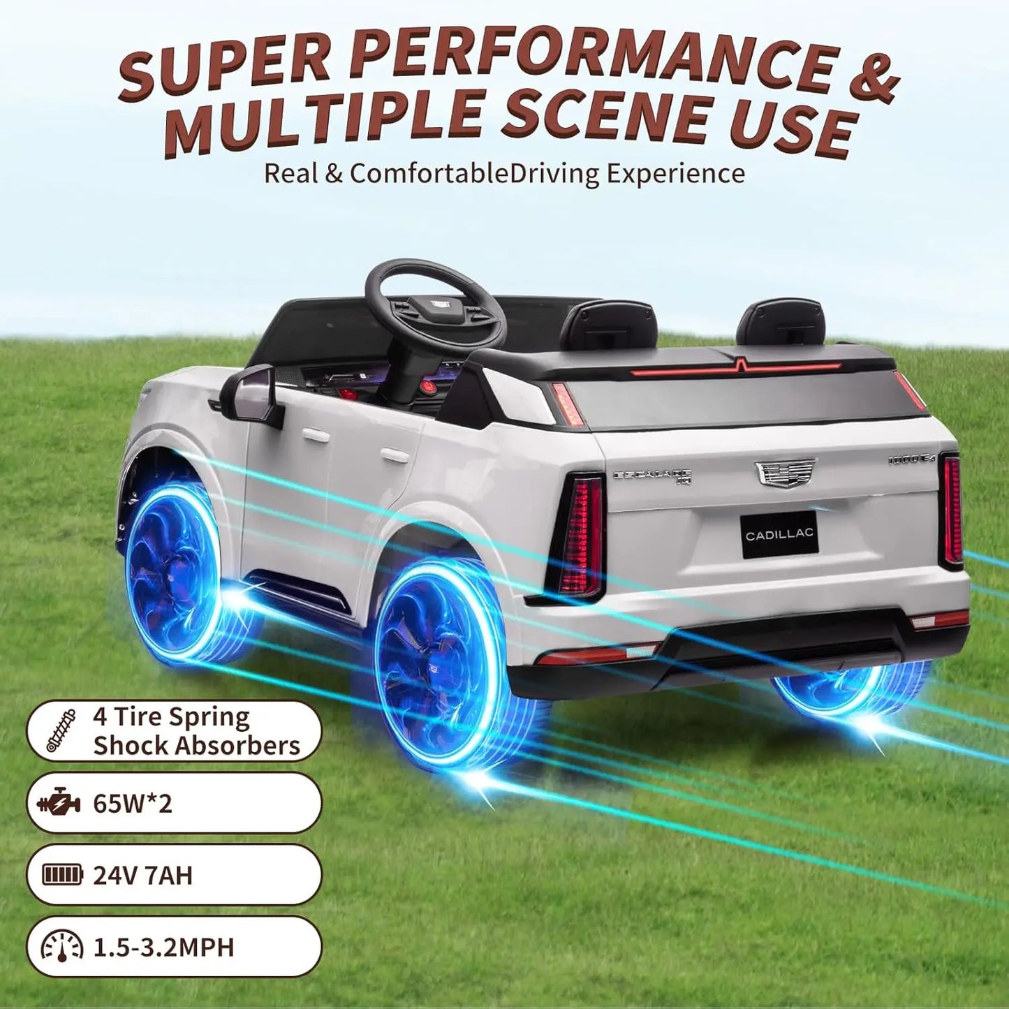 24V Ride On Car With Remote For Kids 2 Seaters LED Lights 4x