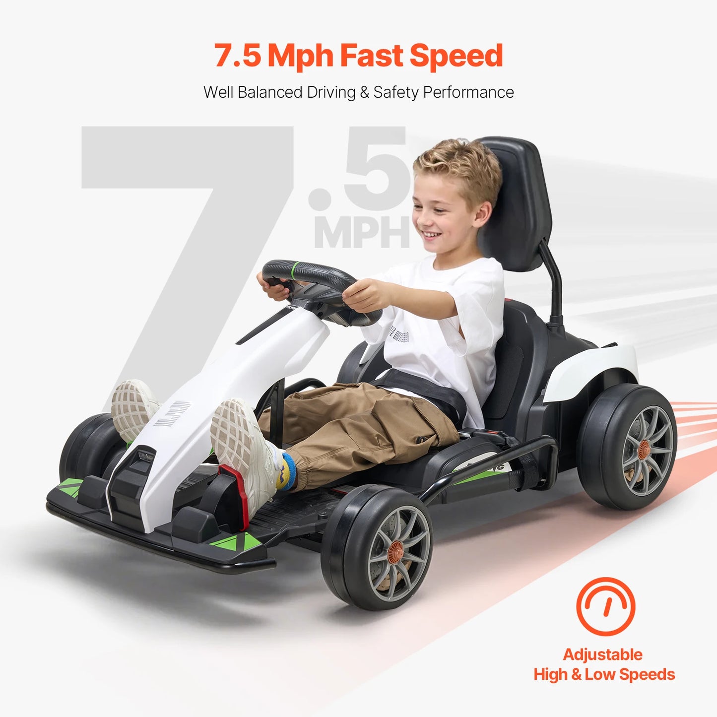 VEVOR 24V 9Ah Electric Go Kart Portable Race Toy for Kids