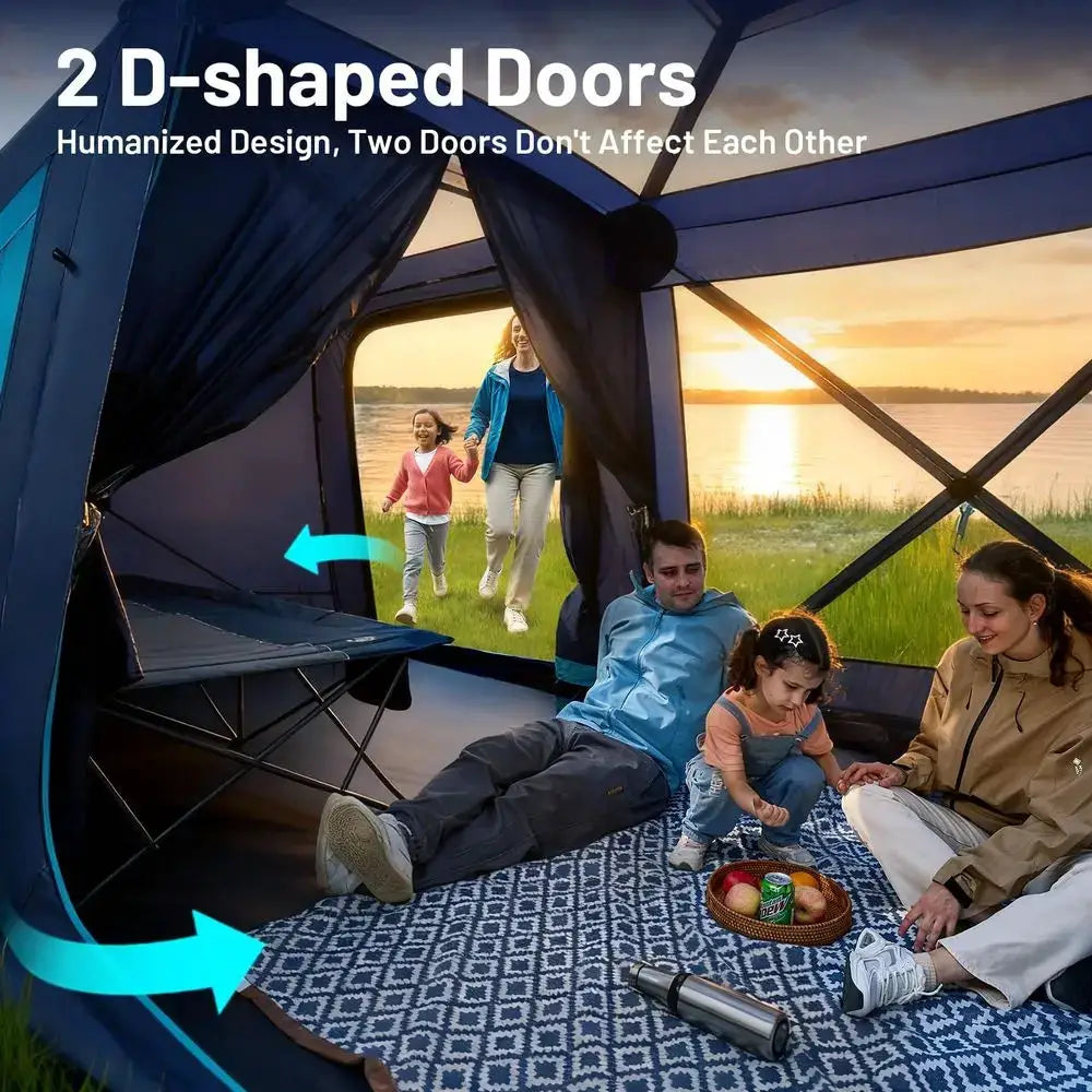 4 6 8 Person Instant Pop Up Cabin Tent, Easy 60 Second Setup, Weather Resistant Camping Family Hub Tent with Rain Fly and Carry by Beastly Survival Outlet