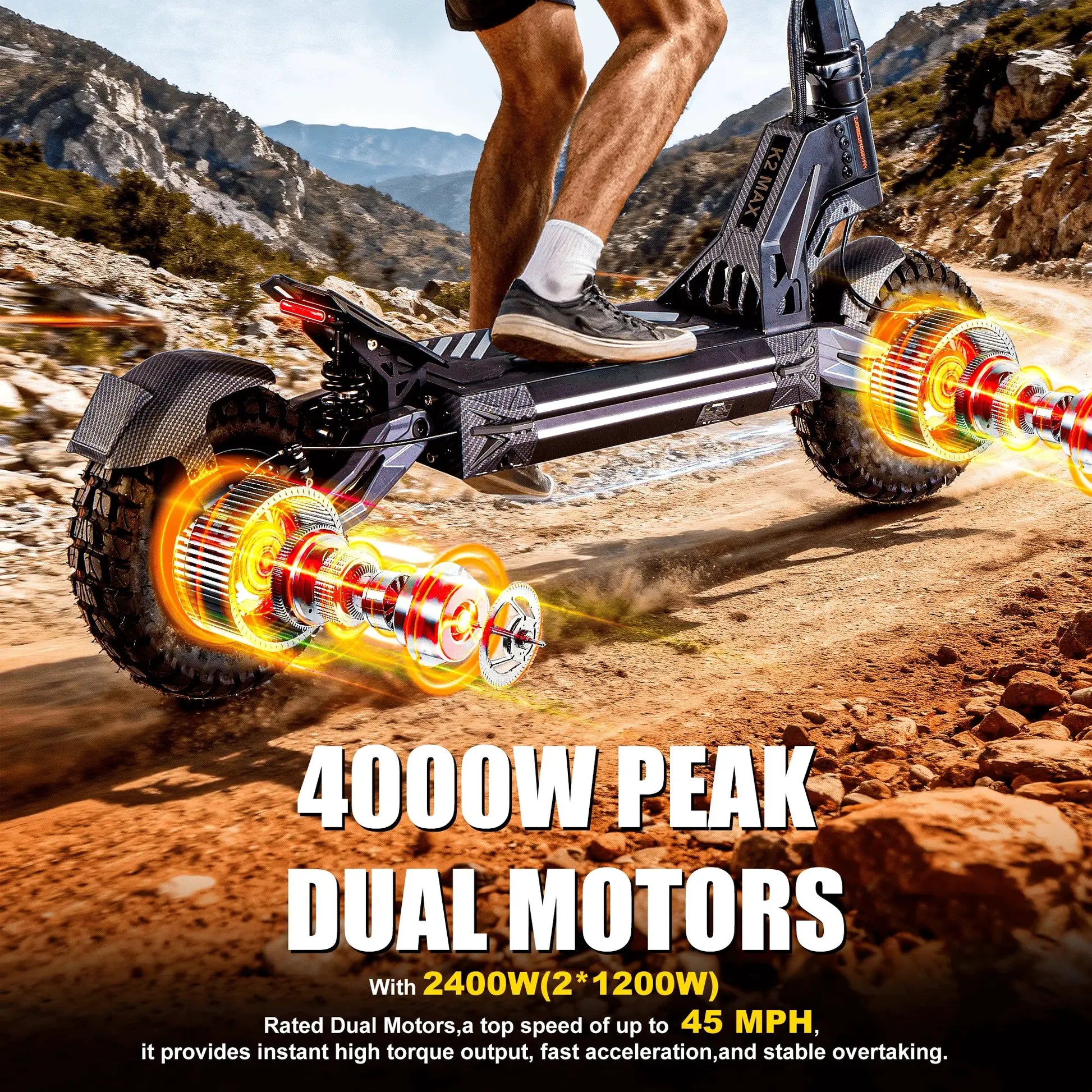 Dual 4000W Motor Electric Scooter for Adults 45MPH Fast E-Scooter 60V 27Ah 11" Off-Road Vacuum Tires 330lbs Heavy Duty by Beastly Survival Outlet