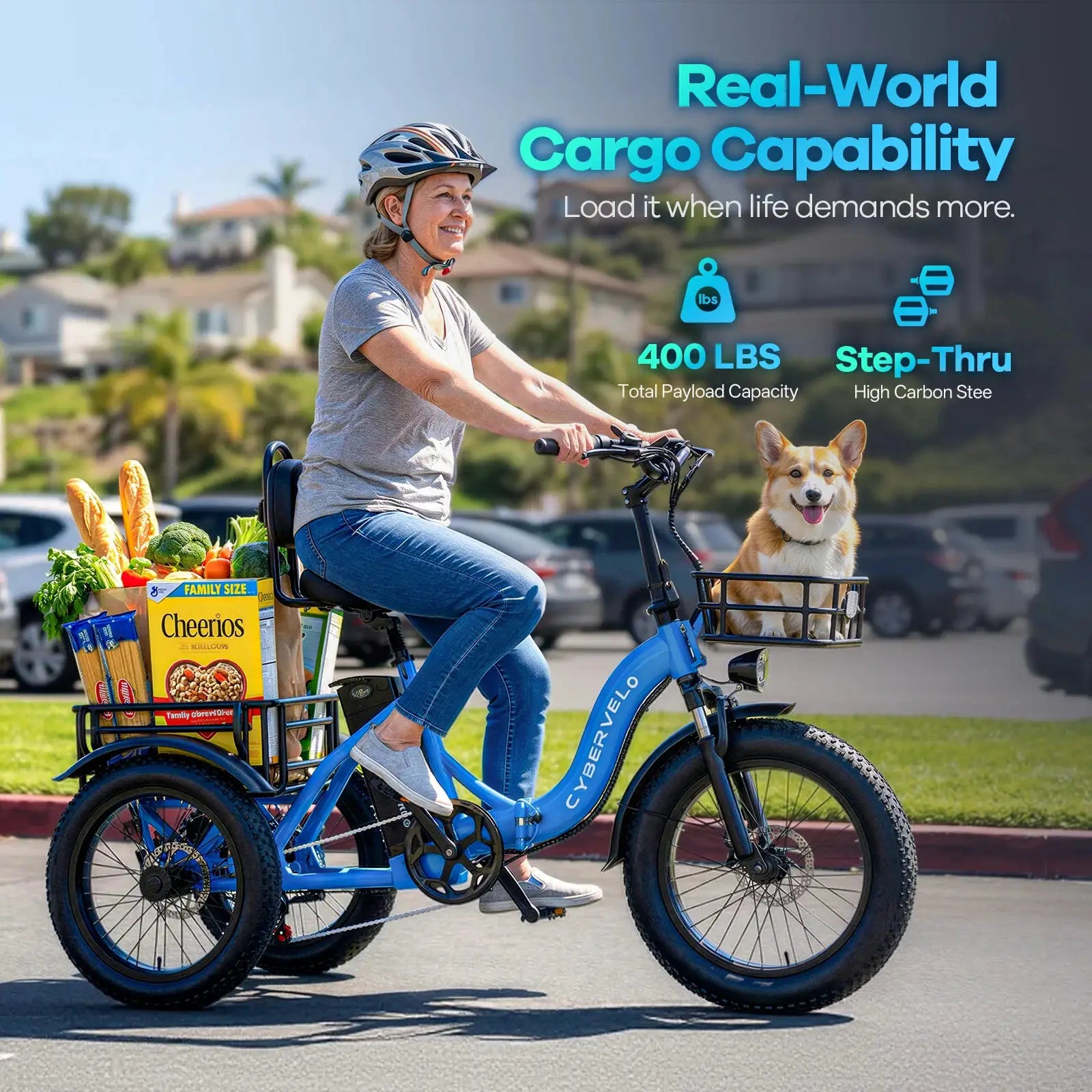 1000W Peak Three-Wheels Step-Thru Folding Ebike, 48V 20.8AH Removable Battery, 7-Speed Urban City Commuter Electric Tricycle for Adults Cybervelo C16 by Beastly Survival Outlet