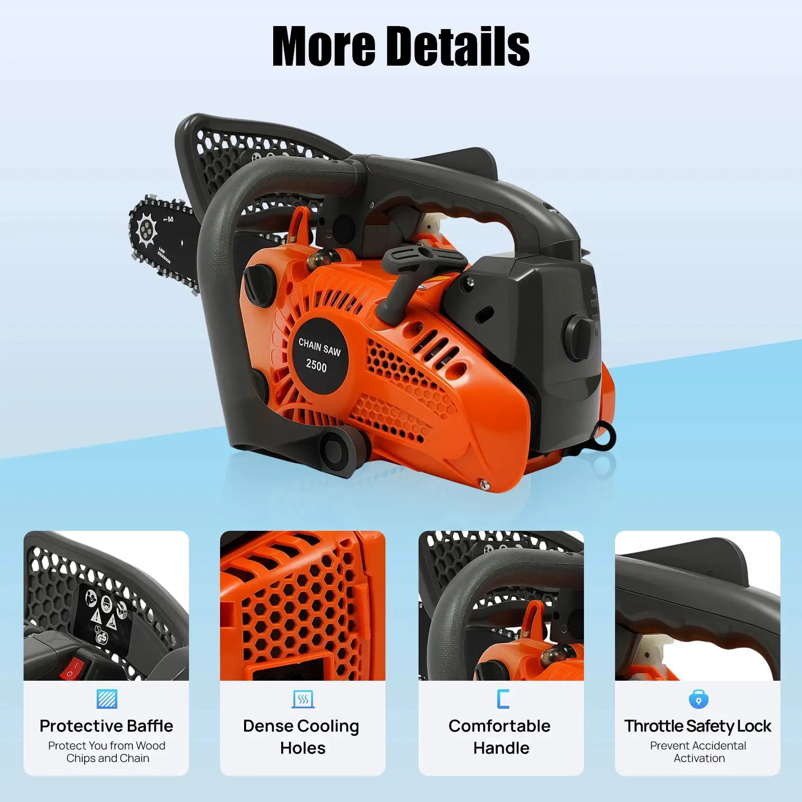 25.4cc 2-Cycle Gas Powered Chainsaw 11.8-inch Guide Bar 900W Power Chain Saws Tree Cutting Trimming Log 1.22hp by Beastly Survival Outlet