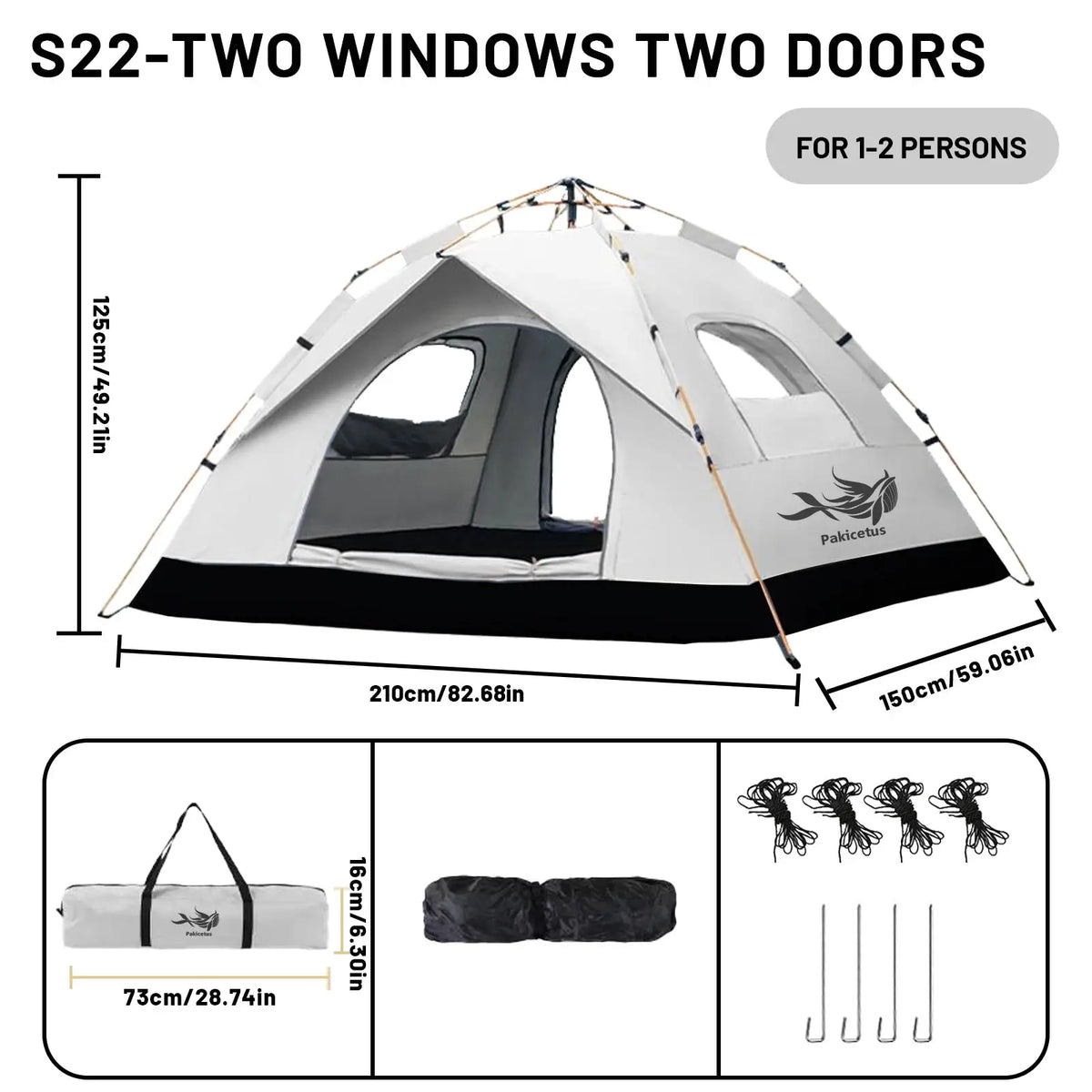 PAKICETUS 2-4 Person Automatic Pop Up Camping Tent, Instant Quick Setup Portable Windproof Tent, Lightweight Backpacking Shelter for Outdoor Travel Hiking Picnic by Beastly Survival Outlet