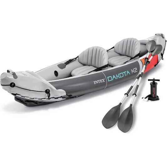 Two Person Inflatable Kayak Set Dakota K2 With Oars Pump