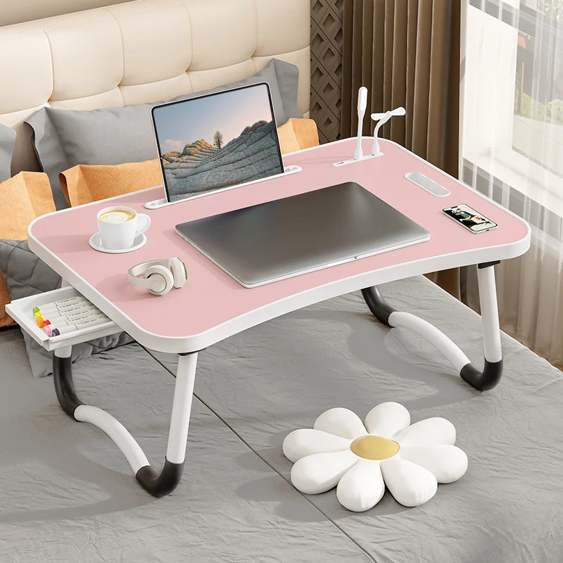 Portable Laptop Table With USB Light Cup Holder Foldable