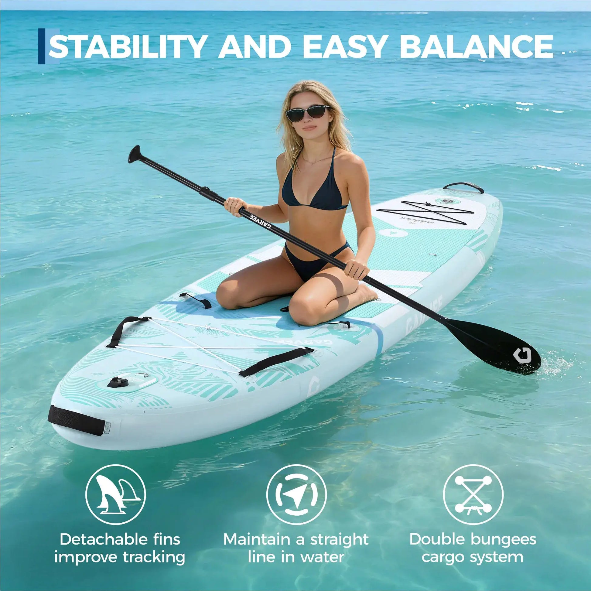 Extra Wide Stable Inflatable Stand Paddle Paddle Board for Adults & Youth – Ultra-Light PVC, Non-Slip EVA Deck, 450lbs Capacity, Adjustable Paddle, High Pressure Pump & Backpack by Beastly Survival Outlet