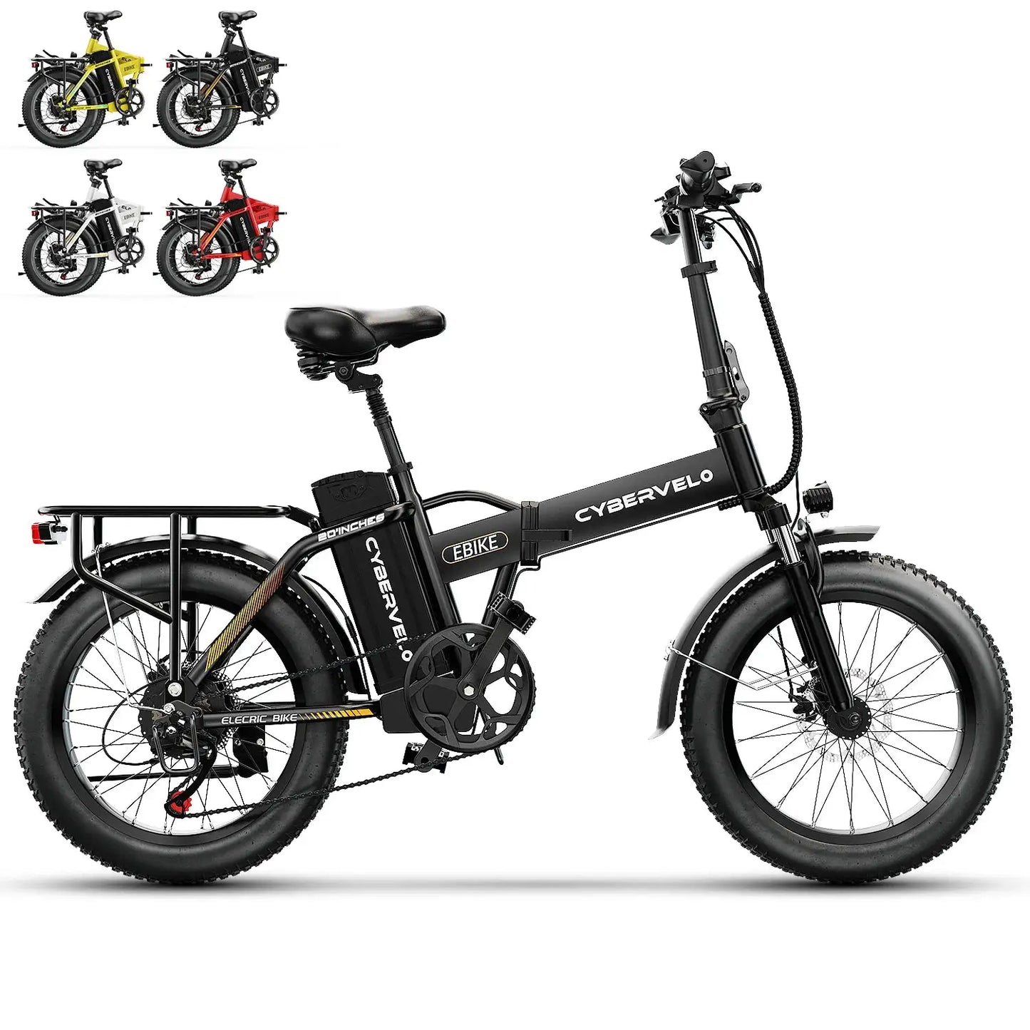 Cybervelo 1000W Peak High-speed Brushless Folding 20 Inch Fat Tire Electric Bike for Adults 48V 20.8Ah/50Ah Removable Battery 80 Miles Range Commuter E-Bicycle EK4 by Beastly Survival Outlet