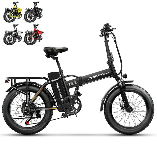 Cybervelo 1000W Peak High-speed Brushless Folding 20 Inch Fat Tire Electric Bike for Adults 48V 20.8Ah/50Ah Removable Battery 80 Miles Range Commuter E-Bicycle EK4 by Beastly Survival Outlet