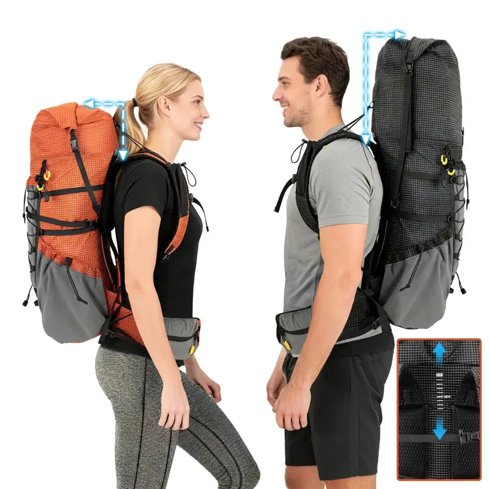 Night Cat Internal-frame Hiking Backpcack: 50L / 60L / 70L Roll Top Lightweight Travel Backpack with Rain Cover for Men Women Hiking Camping Backpacking by Beastly Survival Outlet