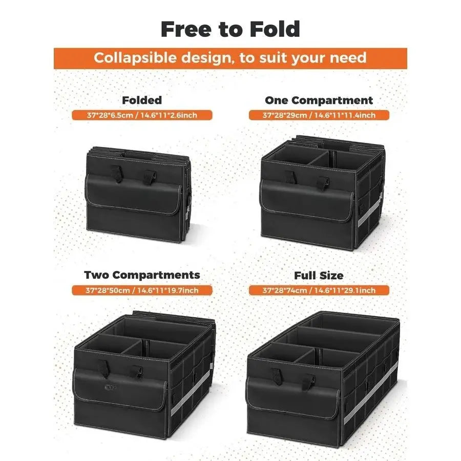 Car Trunk Organizer SUV 75L Collapsible Quad Compartment Pro by Beastly Survival Outlet