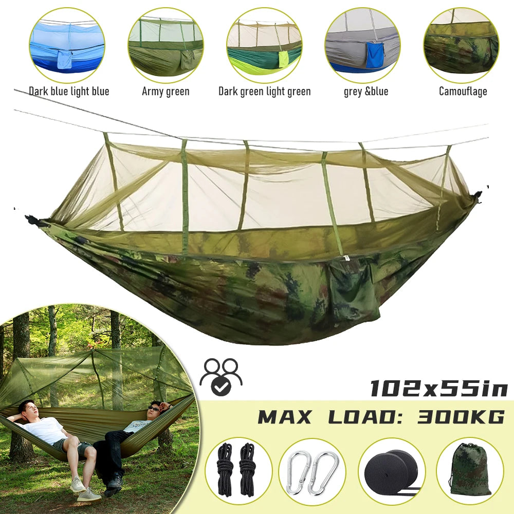 Camping Hammock With Mosquito Net 260 by 140cm Portable Camp