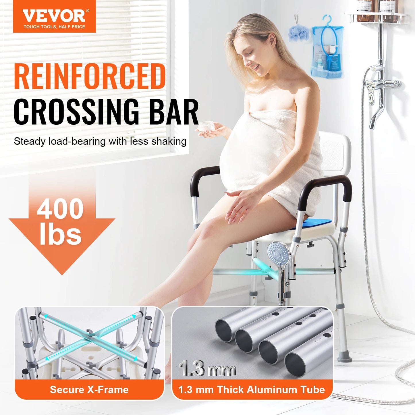Adjustable Height Shower Chair For Elderly And Disabled