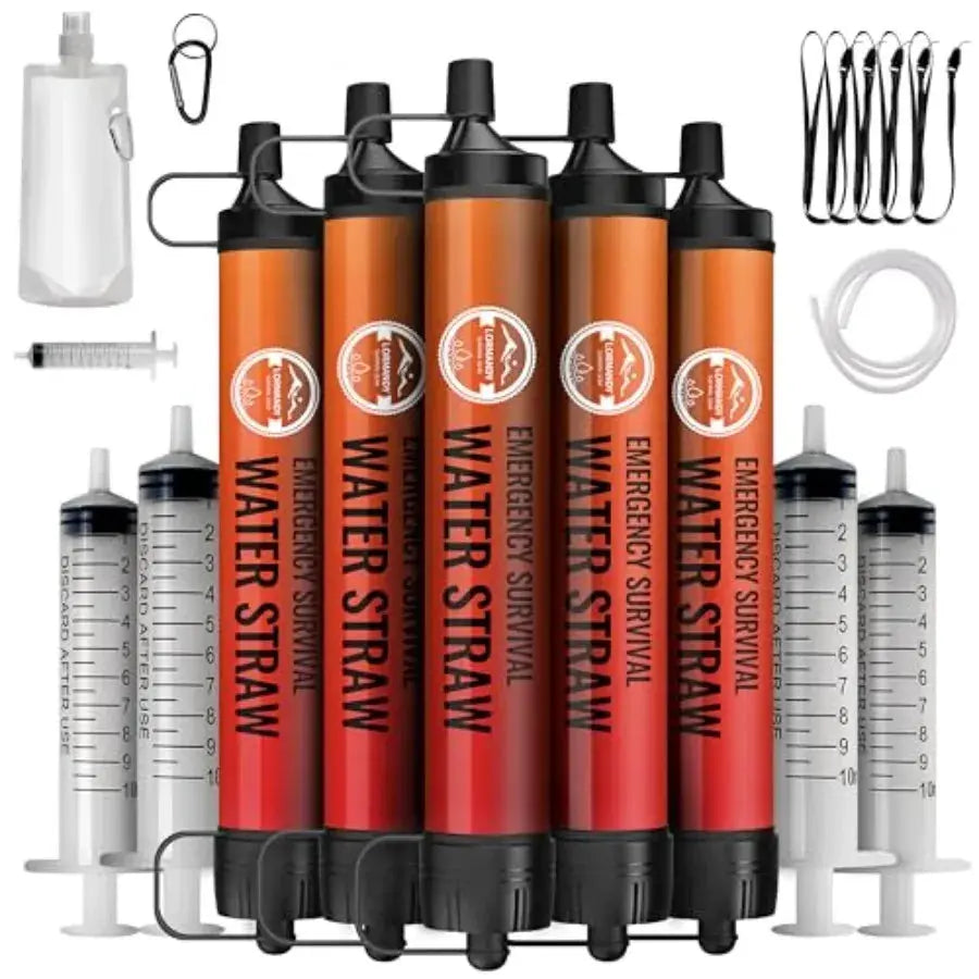Emergency Water Filter Straws 5Pack Reusable Purifier Travel by Beastly Survival Outlet