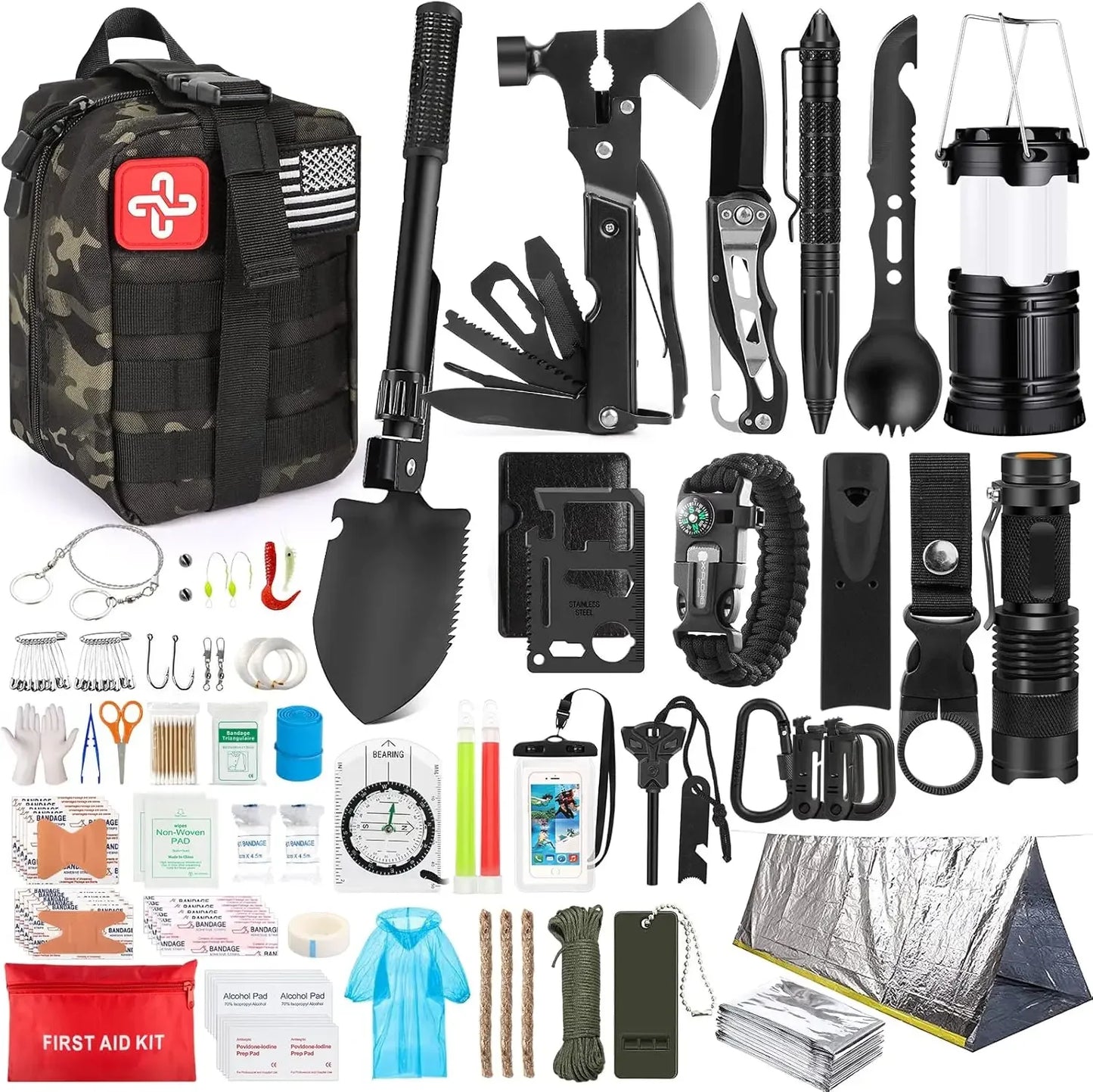 250 In 1 Survival Kit With MOLLE System Emergency Gear Tents