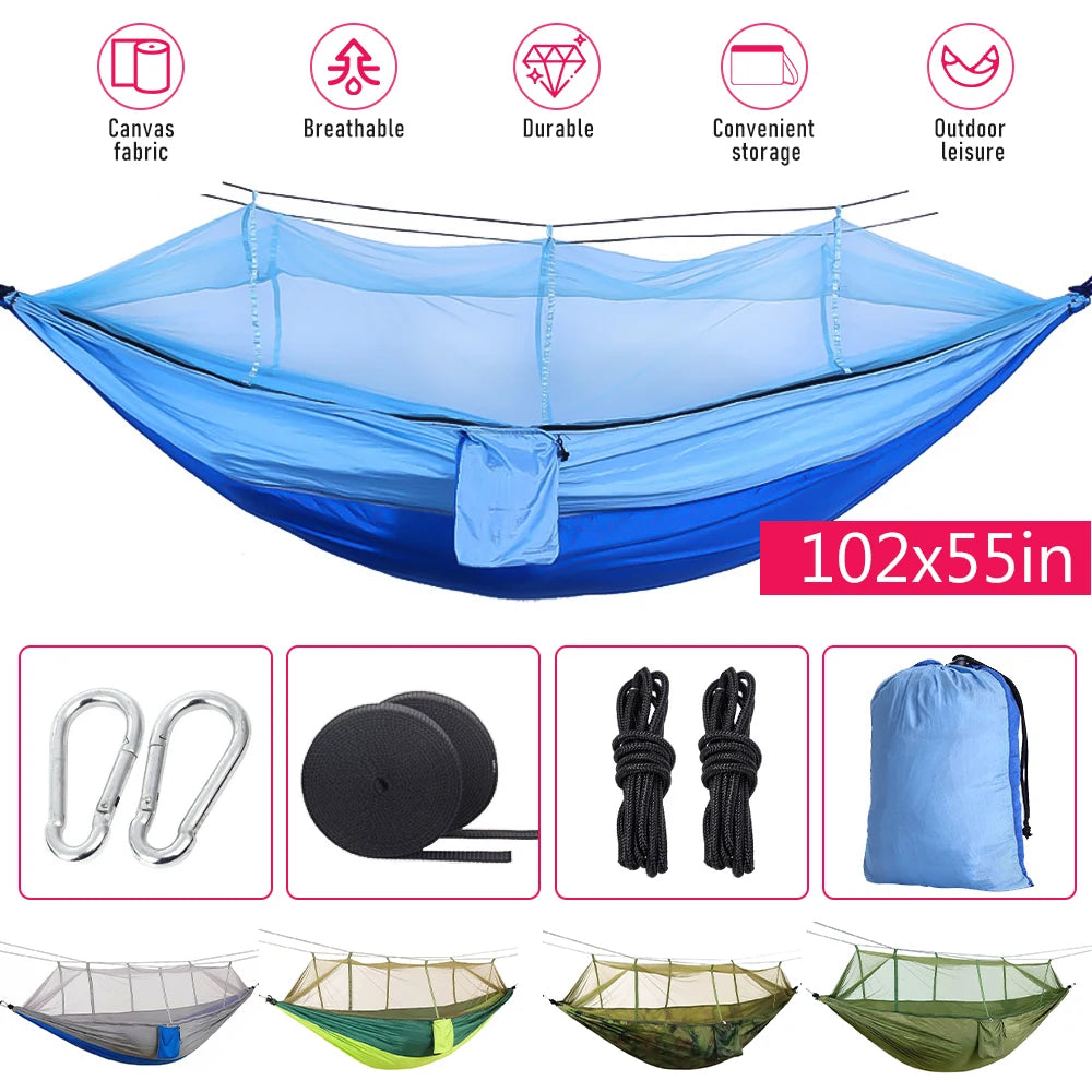 Camping Hammock With Mosquito Net 260 by 140cm Portable Camp