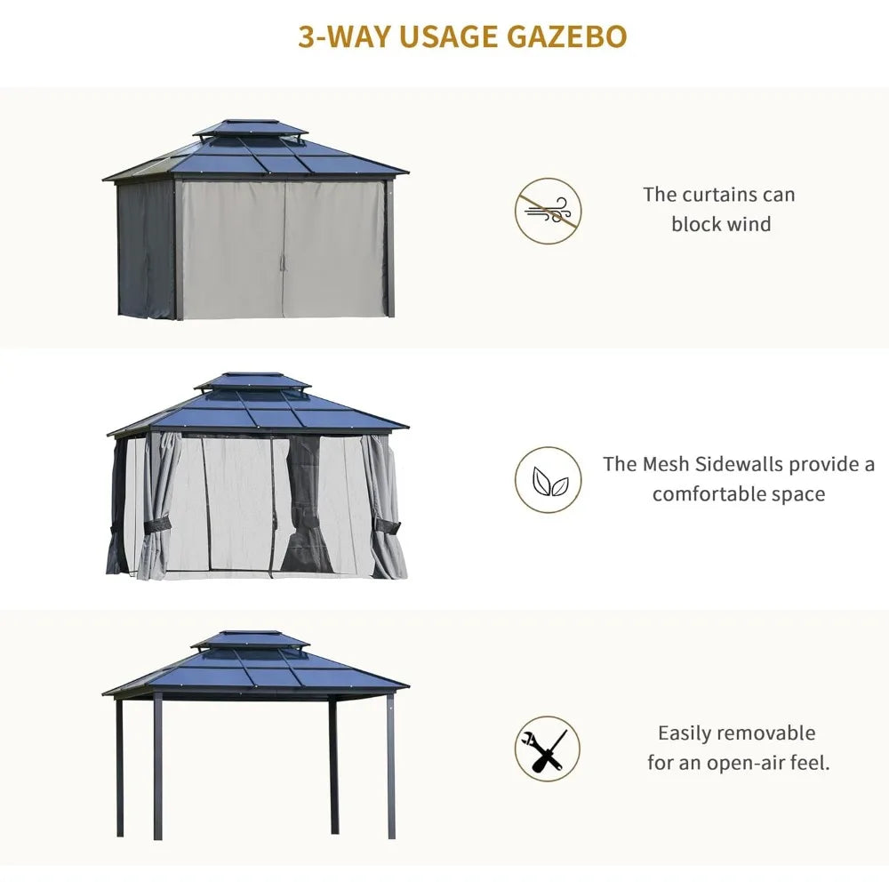 10 By 12 Hardtop Gazebo With Aluminum Polycarbonate Roof
