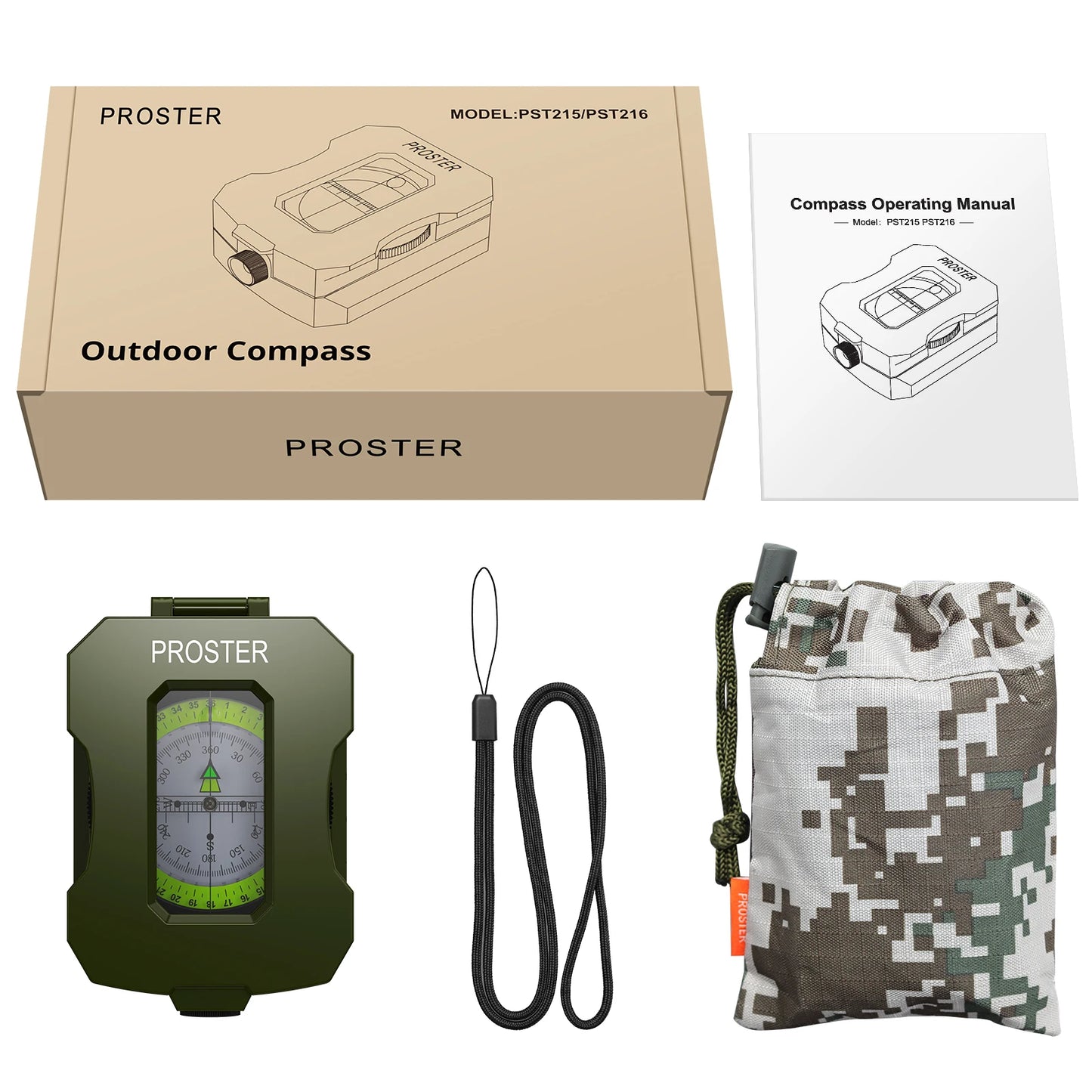 IP54 Waterproof Hiking Compass Slope Sighting Clinometer Pro