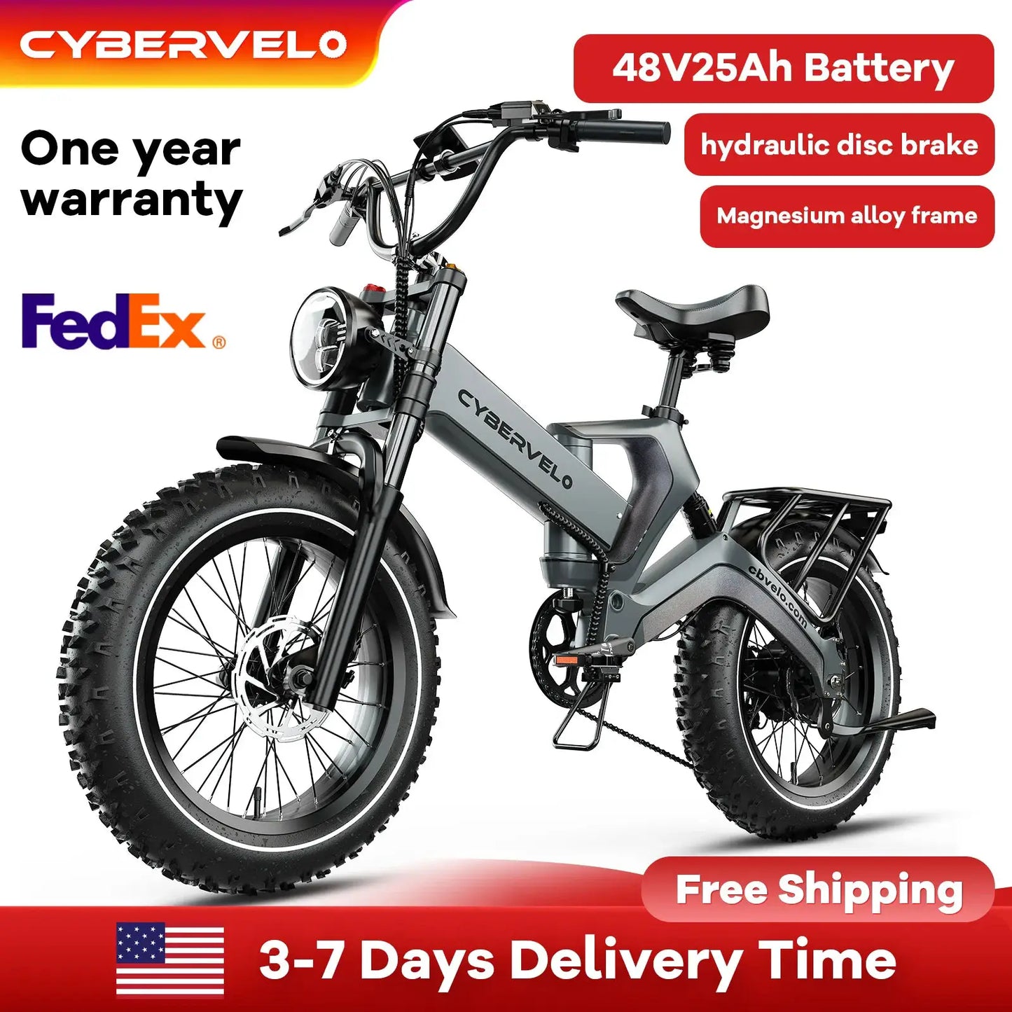 Cybervelo 2000W Folding Electric Bike EK6 Off Road 60km Range by Beastly Survival Outlet