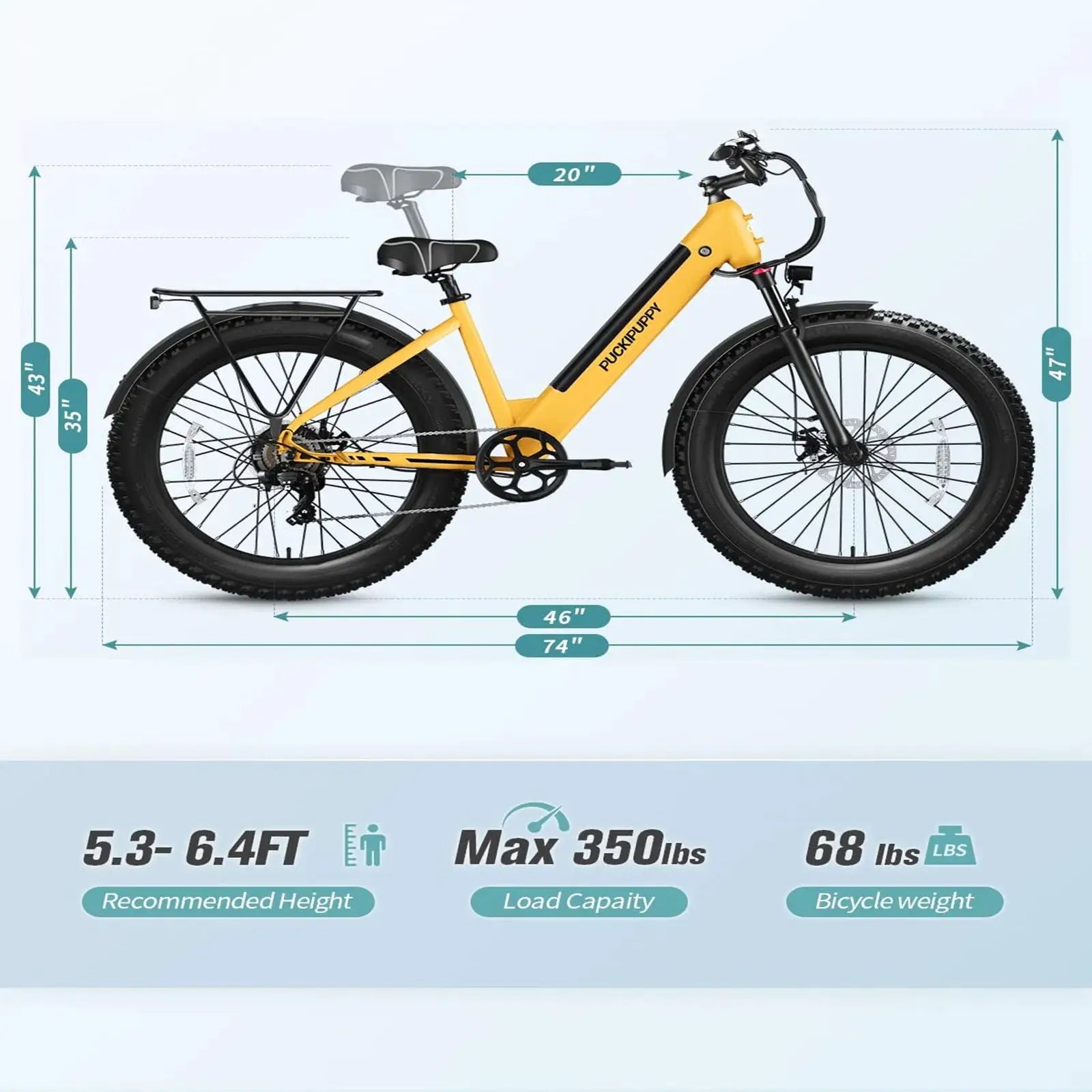 PUCKIPUPPY Samoyed Electric Bike 960W Peak 28MPH Commuter E-Bike All Terrain 26" Fat Tire Electric Bicycle with 2-Year Warranty by Beastly Survival Outlet