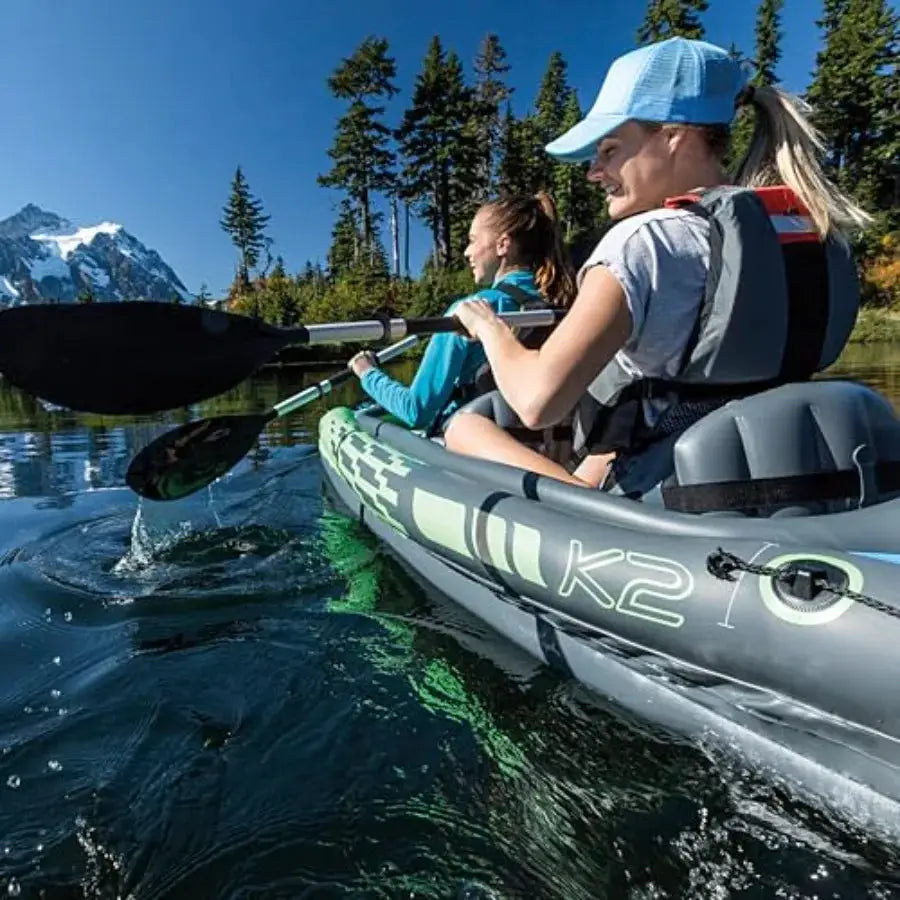 Inflatable Kayak for Outdoor Adventure: SuperStrong PVC Material Blue Color Includes Deluxe Paddles and High-Output Pump Adjust by Beastly Survival Outlet
