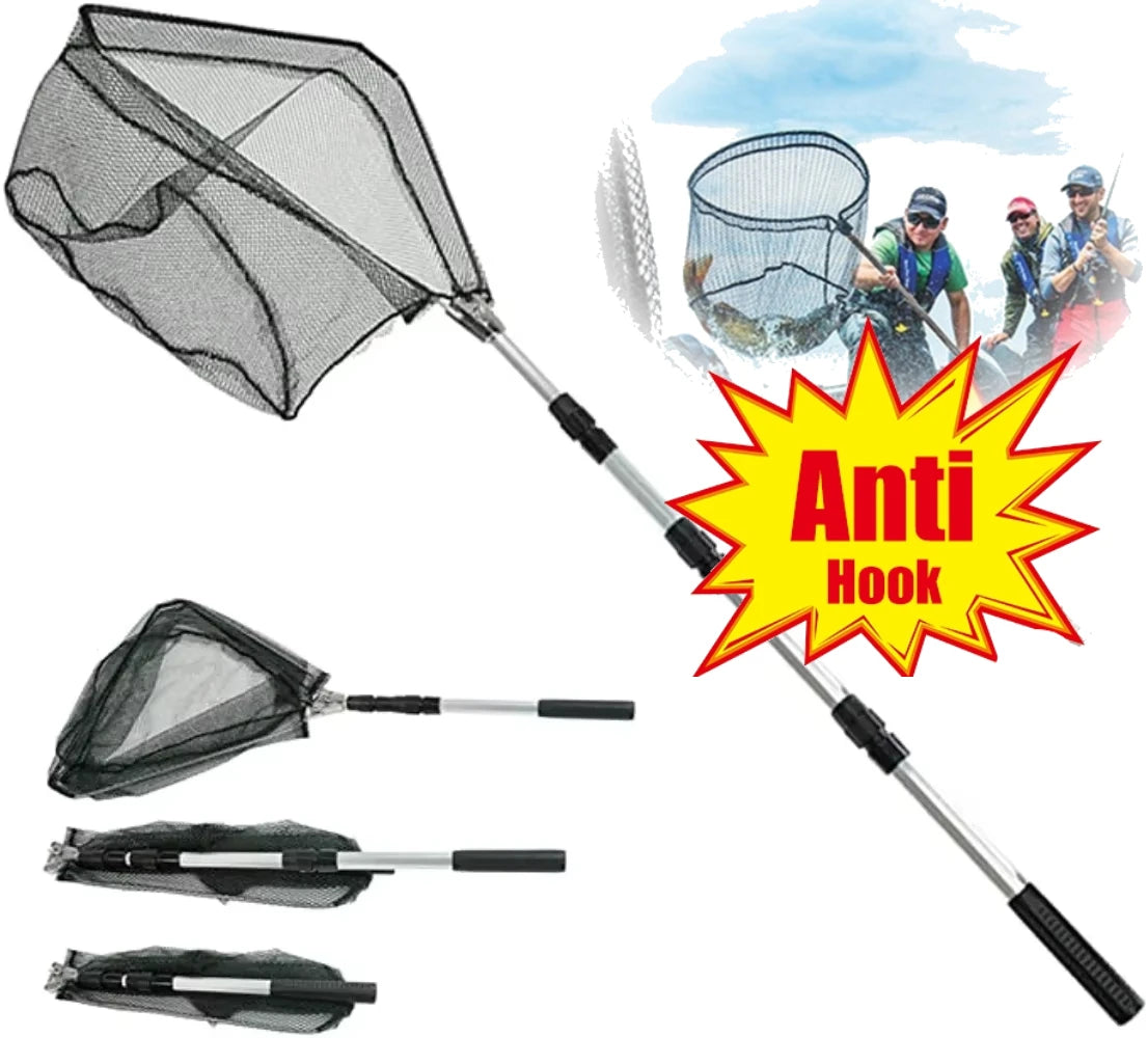 Telescopic Folding Fishing Landing Net with 190CM Aluminum Pole