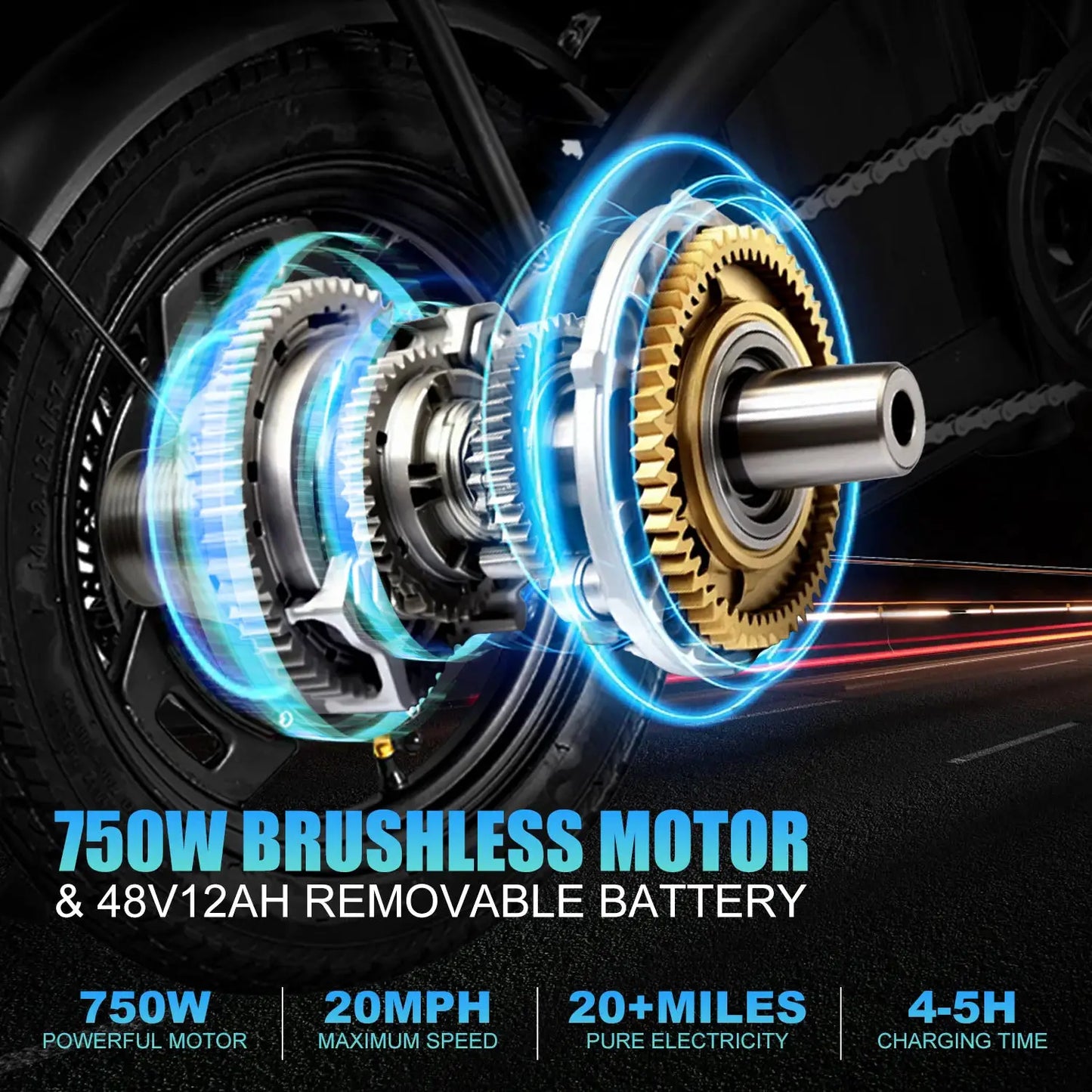 T5 Lightweight Folding Electric Bike for Adults 48V 750W Peak Power 20MPH 18-22 Miles Range 14Inch Disc Brake Commuter E-bike by Beastly Survival Outlet