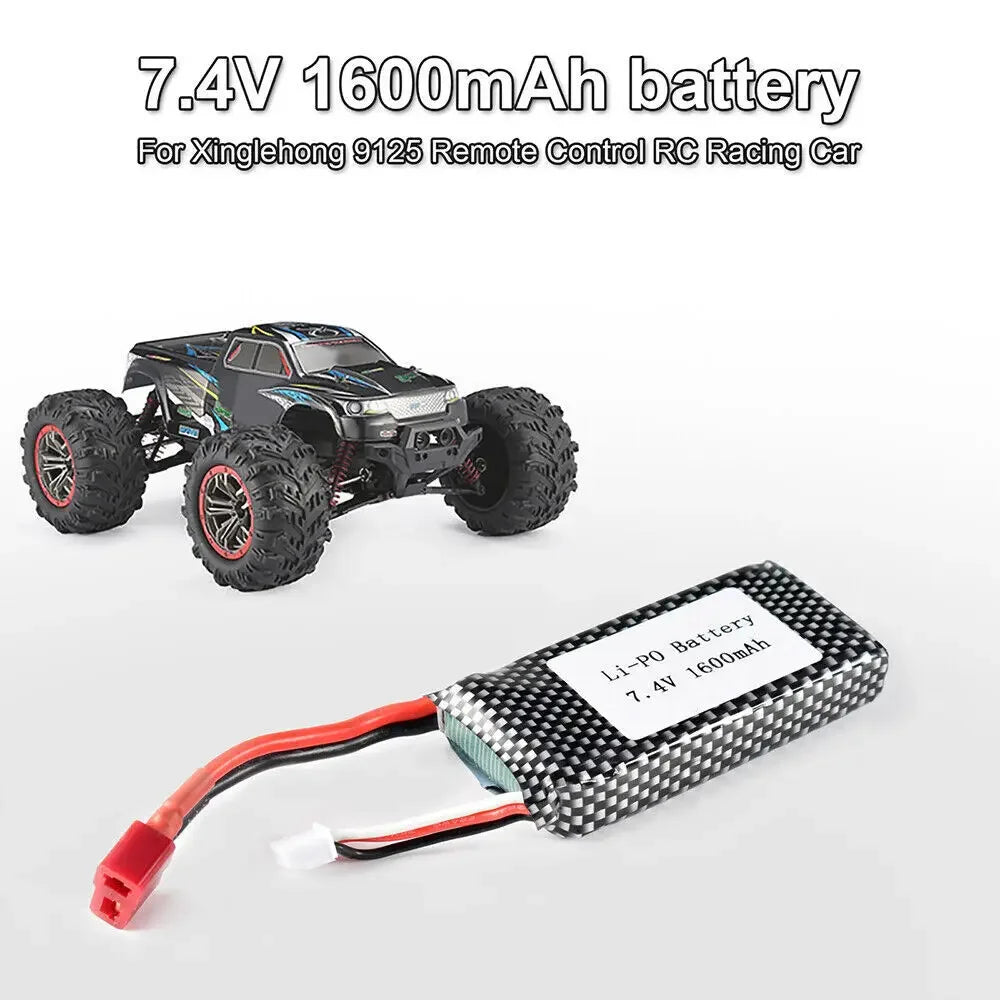 7.4V 1600mAh LiPo Battery and Charger for RC Trucks and Cars
