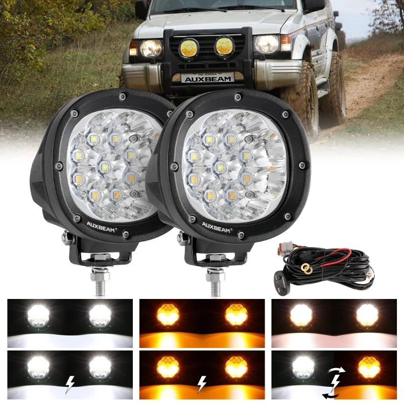 4 Inch 90W Round LED Work Light With White Amber Fog Lamp
