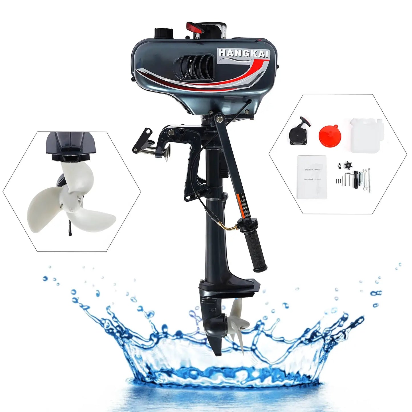 Portable 3.5HP Gasoline Outboard Motor with Adjustable Tilt and Anti-Vortex Plate for Smooth and Safe Boating by Beastly Survival Outlet