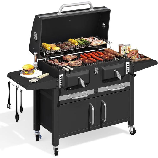36 Inch Extra Large Charcoal Grill XL With Thermometer Trays