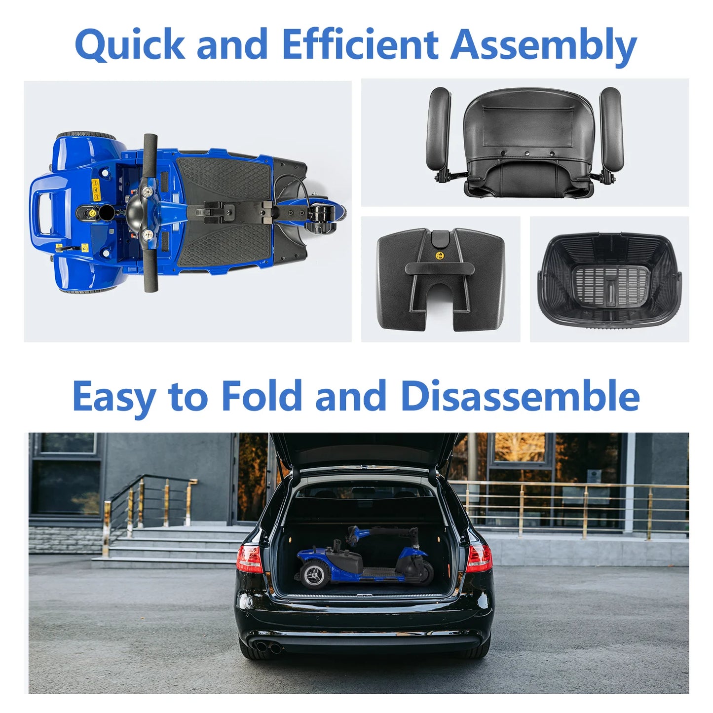 Compact Electric 3 Wheel Mobility Scooter for Elderly Travel