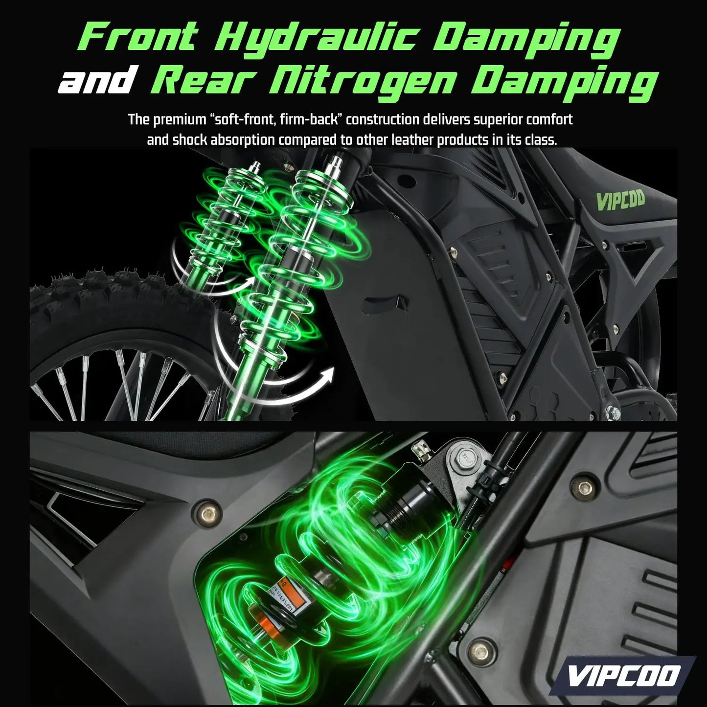 Electric Dirt Bike VIPCOO 3500W 48V23AH Electric Motorcycle Fat Tire Nitrogen Suspension E Dirt Bike for Teens and Adults by Beastly Survival Outlet